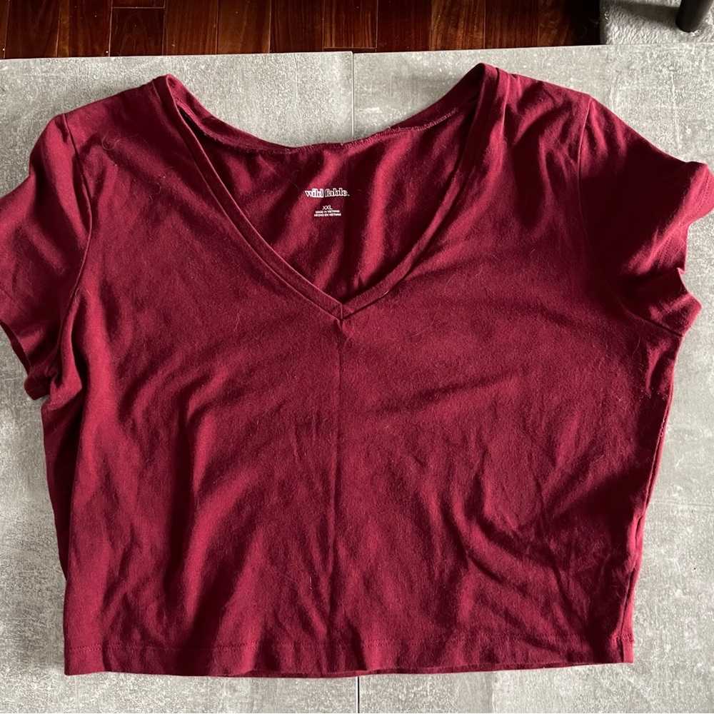 Women's V-Neck Burgundy Top